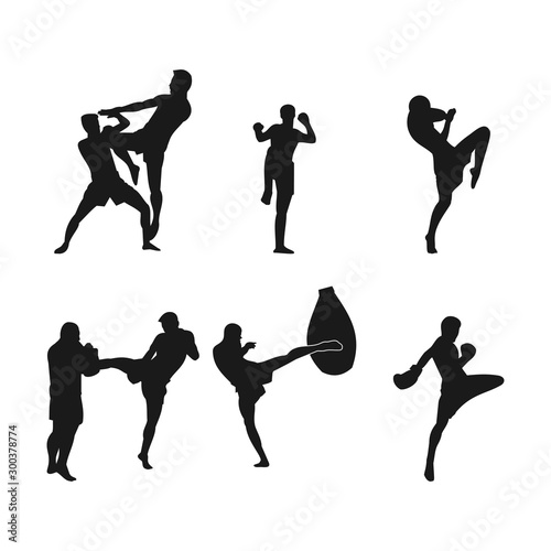 thai boxing logo template. Sport design creative vector