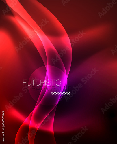 Glossy glowing neon light wave background