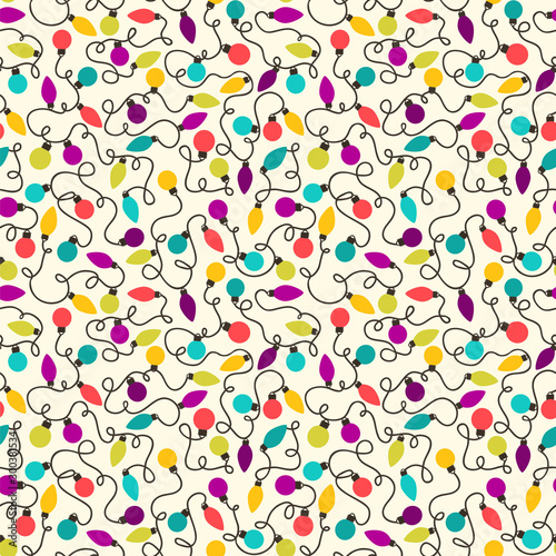 Seamless vector pattern with colorful garland.