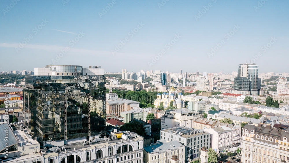 Aerial view of a city center,kiev,ukraine
