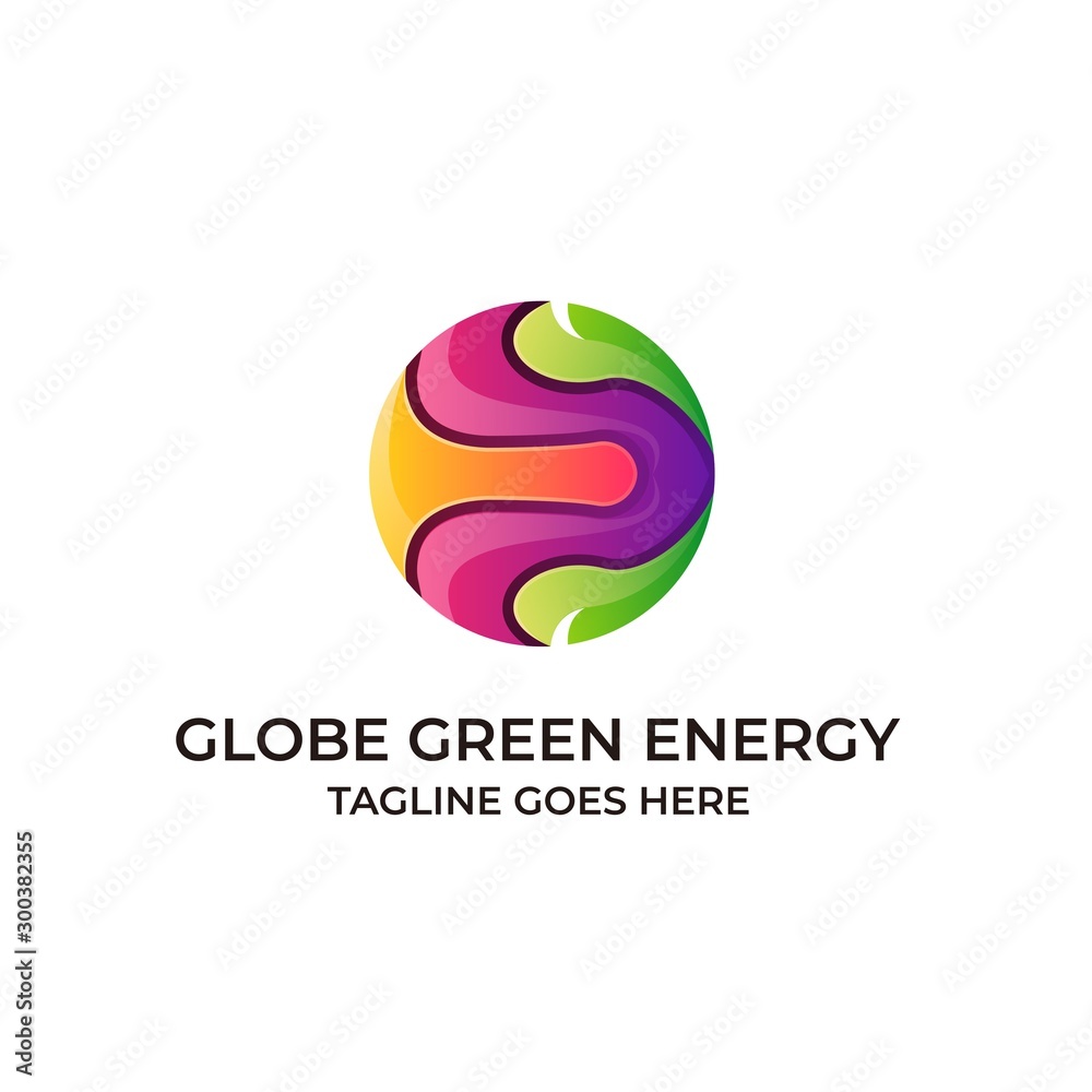 Obraz premium Abstract Nature Green Globe Energy Concept Illustration Vector Template,