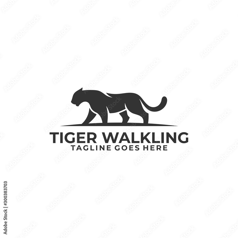 Abstract Silhouette Tiger Walking Concept illustration vector template.