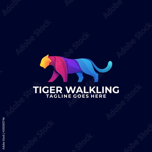 Abstract Tiger Walking Colorful Concept illustration vector template.