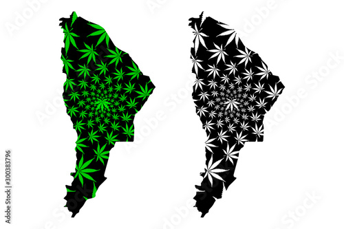 Afar Region (Federal Democratic Republic of Ethiopia, Horn of Africa) map is designed cannabis leaf green and black, Afar Regional State map made of marijuana (marihuana,THC) foliage....