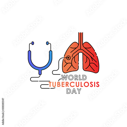 World Tuberculosis Day - Vector logo poster banner illustration of World Tuberculosis Day on March 24th. Lungs Health care awareness campaign. isolated on white background.