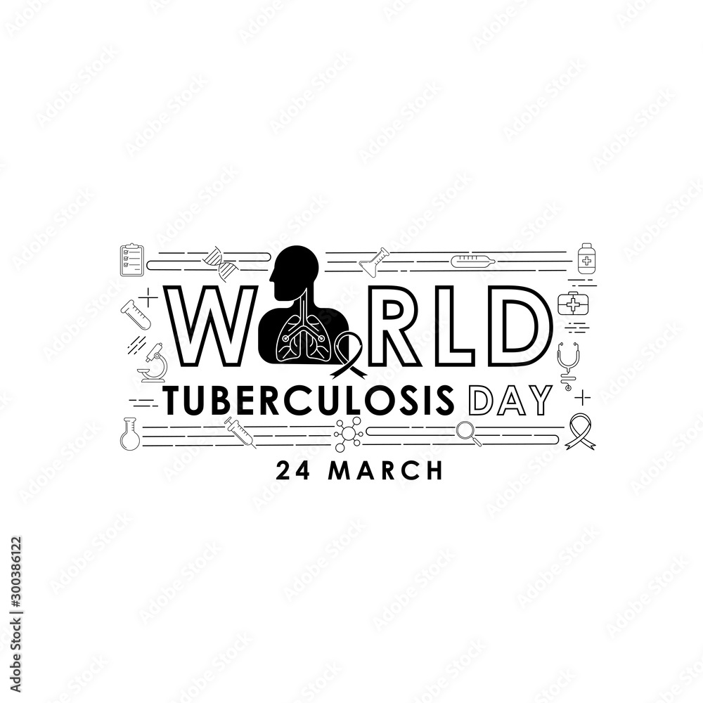 World Tuberculosis Day - Vector logo poster banner illustration of World Tuberculosis Day on March 24th. Lungs Health care awareness campaign. isolated on white background.