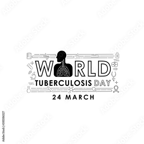 World Tuberculosis Day - Vector logo poster banner illustration of World Tuberculosis Day on March 24th. Lungs Health care awareness campaign. isolated on white background.