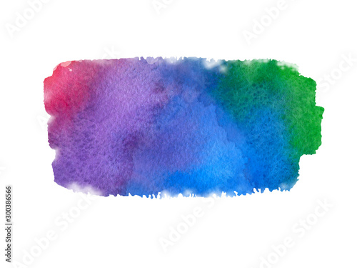 Abstract multicolor rainbow watercolor textured background on a white isolated background