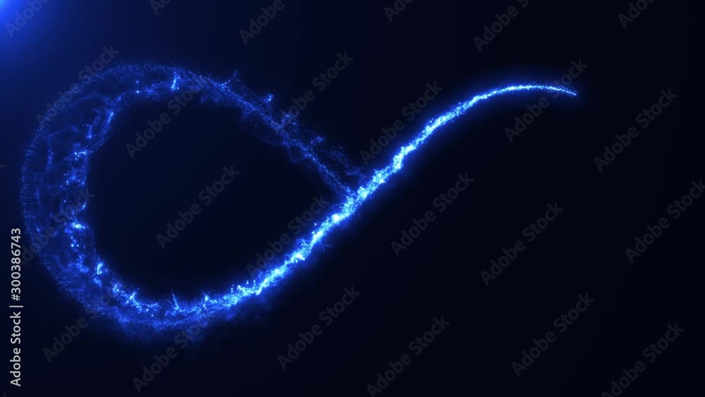 Magic Infinity Sign With Light Strokes Background Loop/ 4k animation of an abstract infinity background with magic light energy strokes and particles, seamless looping