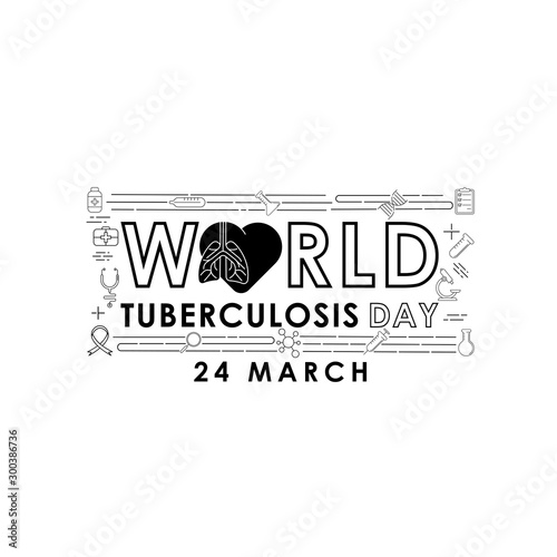 World Tuberculosis Day - Vector logo poster banner illustration of World Tuberculosis Day on March 24th. Lungs Health care awareness campaign. isolated on white background.