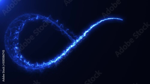Magic Infinity Sign With Light Strokes Background Loop/ 4k animation of an abstract infinity background with magic light energy strokes and particles, seamless looping photo