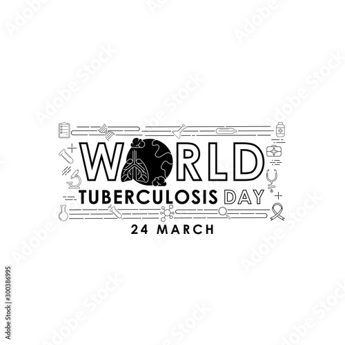 World Tuberculosis Day - Vector logo poster banner illustration of World Tuberculosis Day on March 24th. Lungs Health care awareness campaign. isolated on white background.