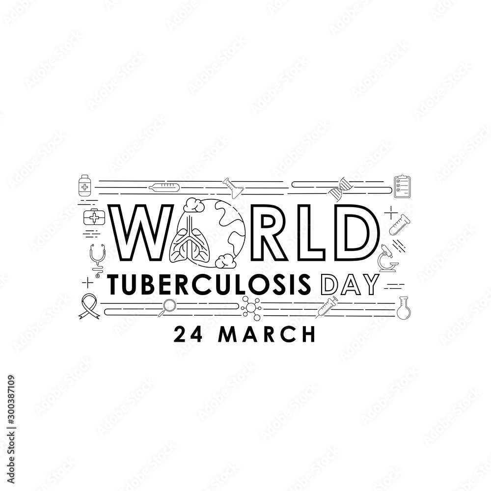 Obraz premium World Tuberculosis Day - Vector logo poster banner illustration of World Tuberculosis Day on March 24th. Lungs Health care awareness campaign. isolated on white background.