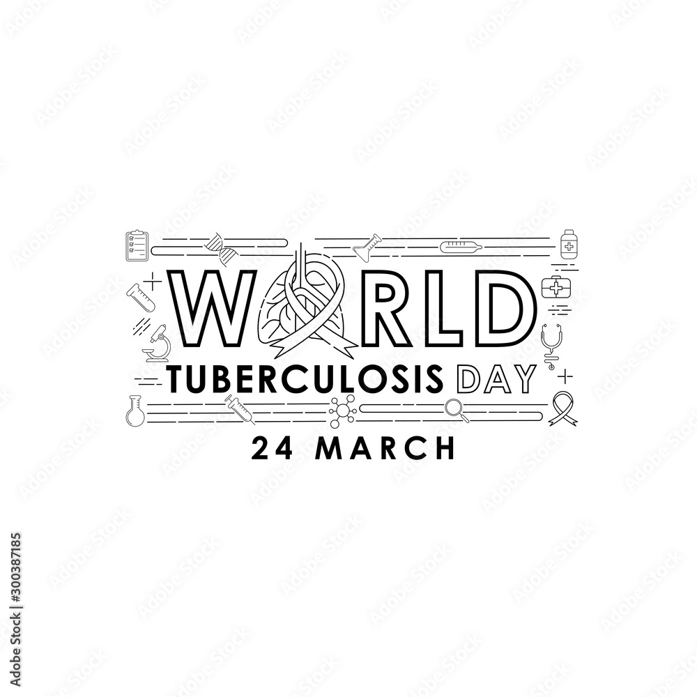 Obraz premium World Tuberculosis Day - Vector logo poster banner illustration of World Tuberculosis Day on March 24th. Lungs Health care awareness campaign. isolated on white background.