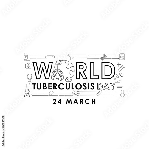 World Tuberculosis Day - Vector logo poster banner illustration of World Tuberculosis Day on March 24th. Lungs Health care awareness campaign. isolated on white background.