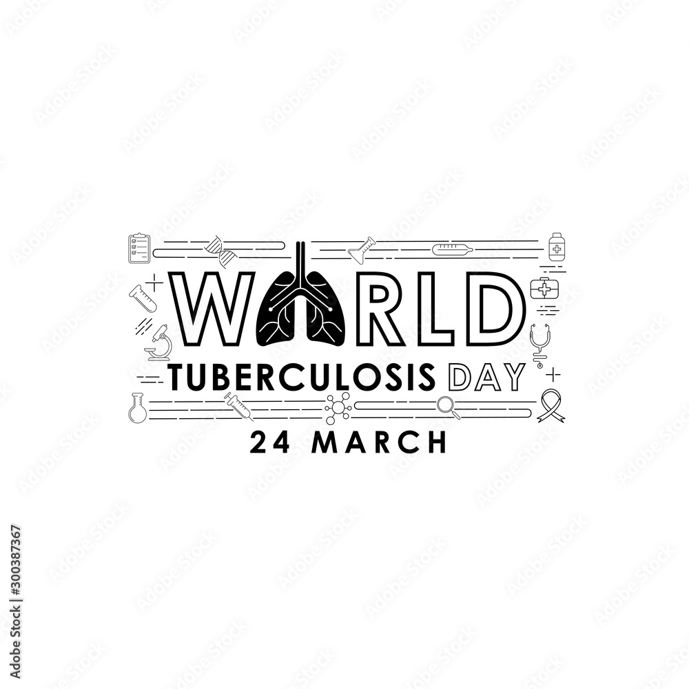 Fototapeta premium World Tuberculosis Day - Vector logo poster banner illustration of World Tuberculosis Day on March 24th. Lungs Health care awareness campaign. isolated on white background.