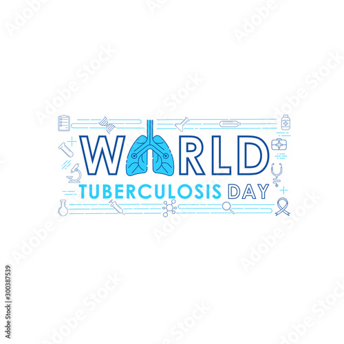 World Tuberculosis Day - Vector logo poster banner illustration of World Tuberculosis Day on March 24th. Lungs Health care awareness campaign. isolated on white background.