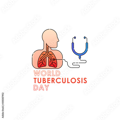 World Tuberculosis Day - Vector logo poster banner illustration of World Tuberculosis Day on March 24th. Lungs Health care awareness campaign. isolated on white background.