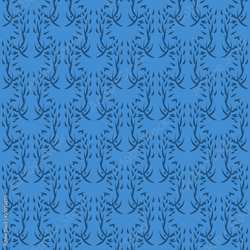 Seamless classic artistic blue pattern repeat endless tracery classic vintage wallpaper background