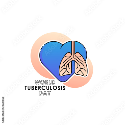 World Tuberculosis Day - Vector logo poster banner illustration of World Tuberculosis Day on March 24th. Lungs Health care awareness campaign. isolated on white background.