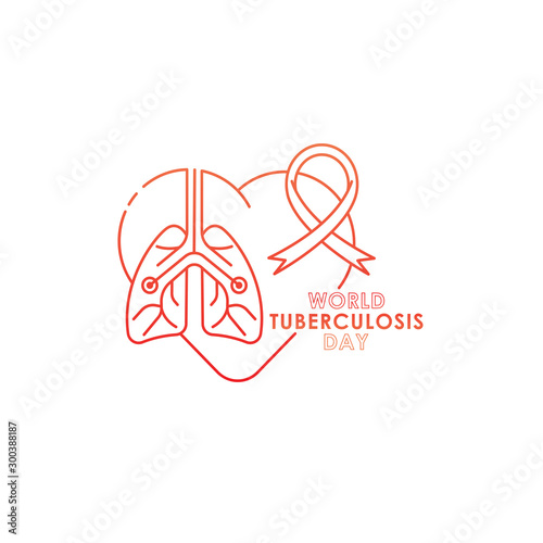 World Tuberculosis Day - Vector logo poster banner illustration of World Tuberculosis Day on March 24th. Lungs Health care awareness campaign. isolated on white background.