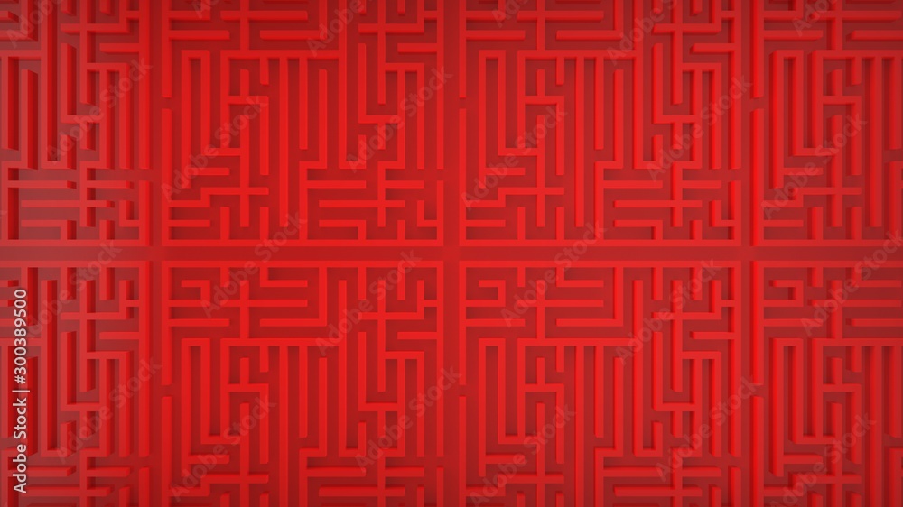 Red labyrinth maze. Top view. 3D Illustration Red labyrinth maze. Top view. 3D Illustration