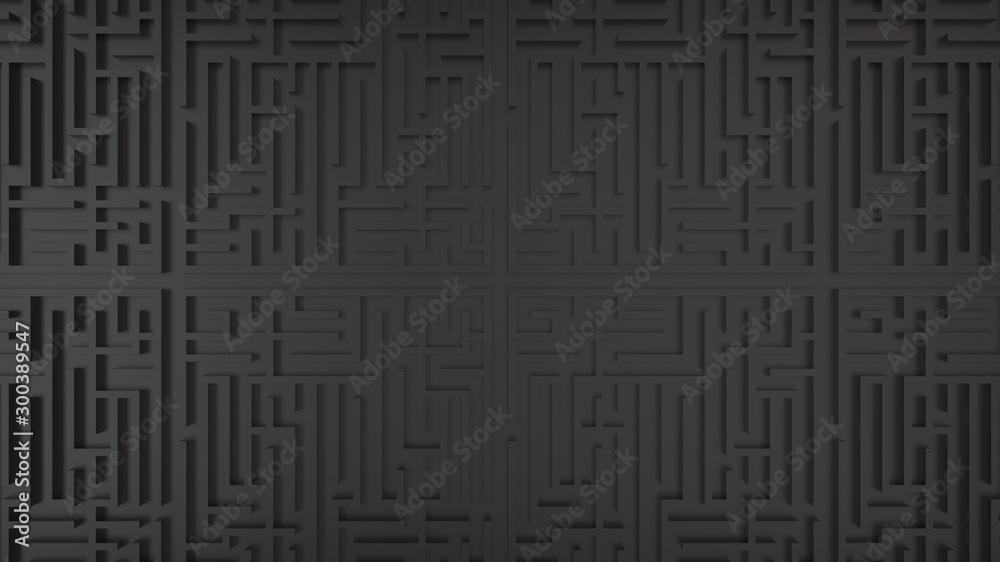 Black labyrinth maze. Top view. 3D Illustration Black labyrinth maze. Top view. 3D Illustration