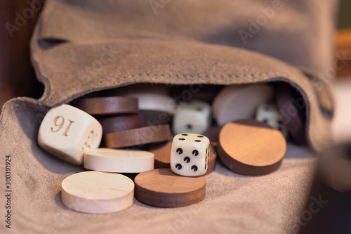 Chips, dice, cube - backgammon gambling set 