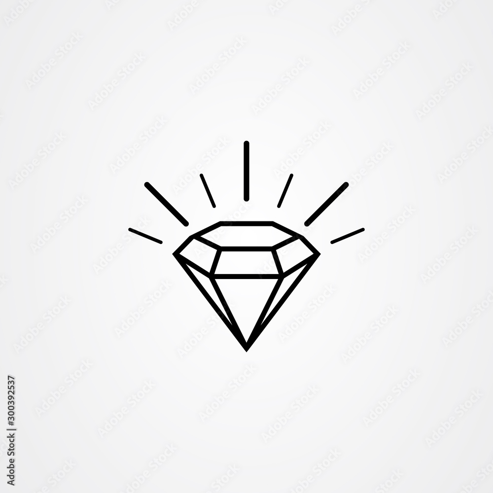 Diamond icon outline vector. Gemstone symbol