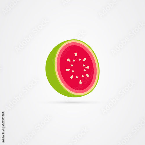 Half of guava icon. Guava logo. Healthy food. Vitamin food.