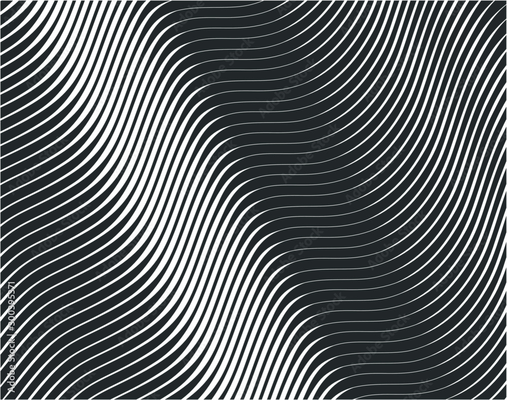 Digital image with a psychedelic stripes Wave design black and white. Optical art background. Texture with wavy, curves lines. Vector illustration Digital image with a psychedelic stripes Wave design black and white. Optical art background. Texture with wavy, curves lines. Vector illustration