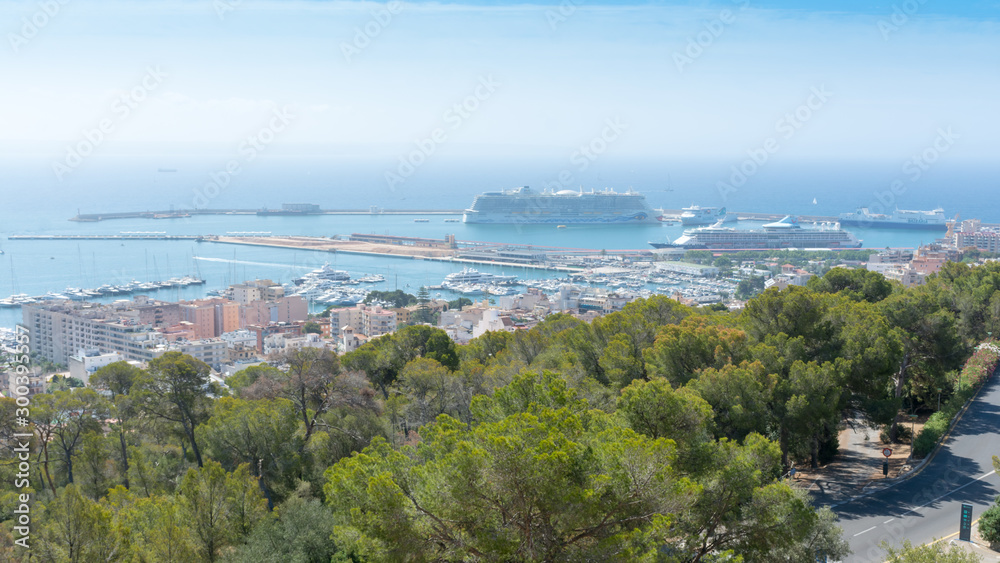 View of Palma de Mallorca with the Bellver castle