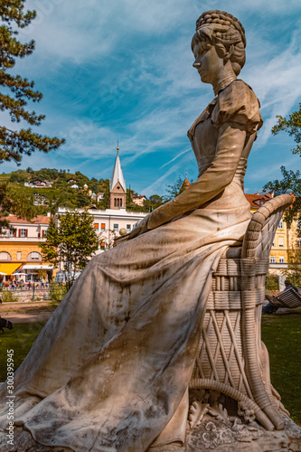 Beautiful statue of Empress Elisabeth, Sissi, at Meran, South Tyrol, Italy
