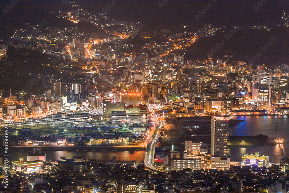 Mount Inasa night view over Nagasaki, Japan