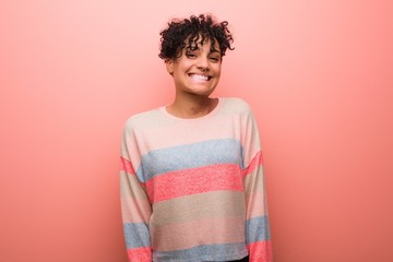 Young beautiful and natural african american woman with a birthmark