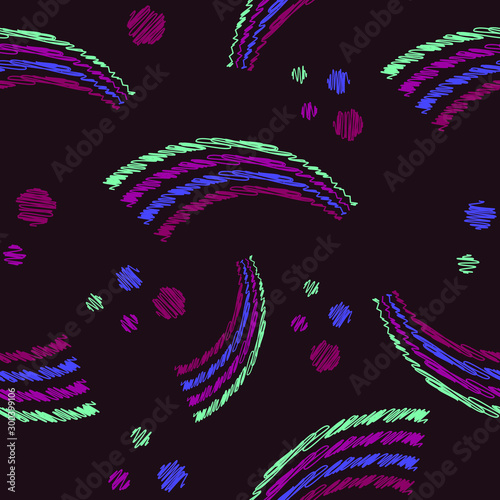 abstract colorful repeat endless background pattern rainbow shapes and dots 