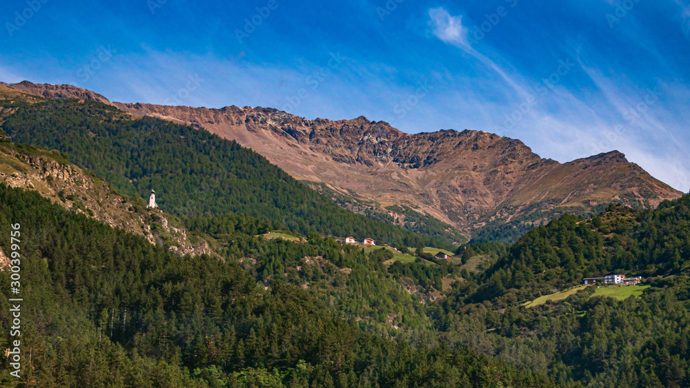 Beautiful alpine view near Eyrs, Vinschgau, South Tyrol, Italy