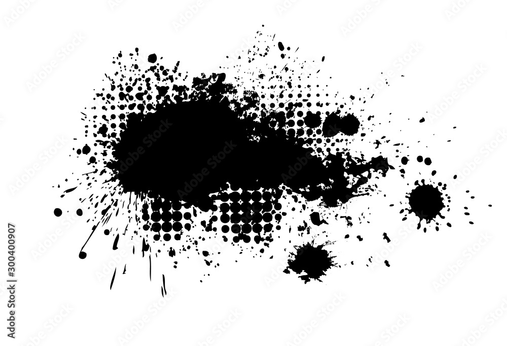 Black spots of paint on a white background. Grunge frame of paint. Vector illustration. Black spots of paint on a white background. Grunge frame of paint. Vector illustration.