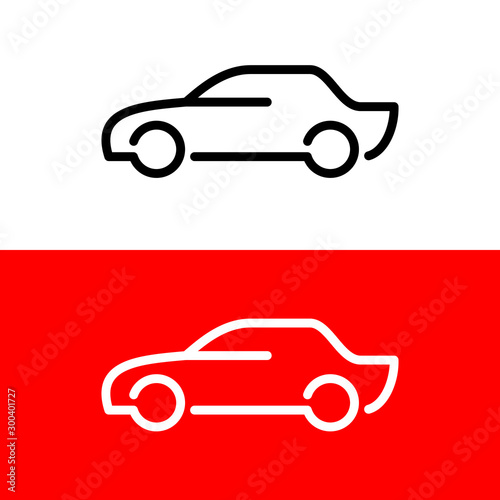 Car line icon. Side view simple elegant style vehicle symbol. Adjustable stroke width.