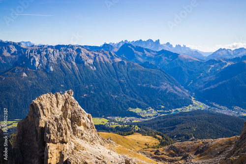 Beautiful alpine landscape. Roda di Vael mountain group. Bolzano province. Vigo di Fassa. South tyrol. Italy