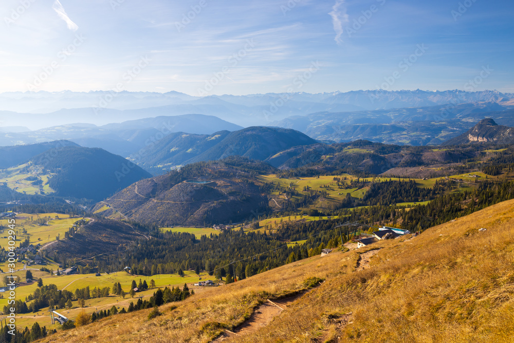 Fototapeta premium Beautiful alpine landscape. Roda di Vael mountain group. Bolzano province. South tyrol. Italy