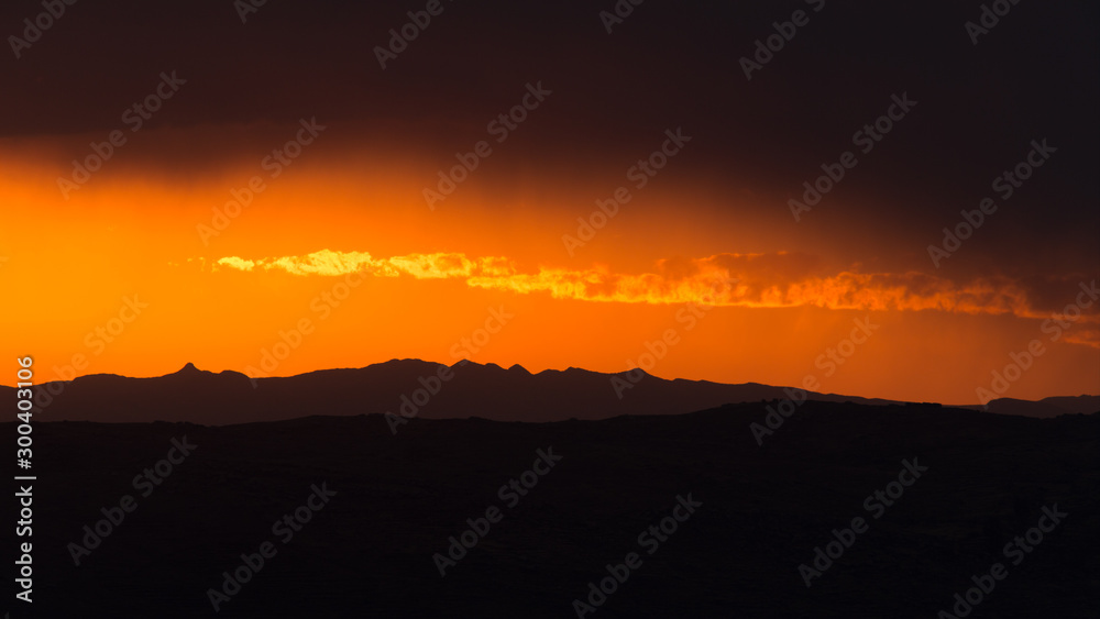 Sunset at Titicaca lake in Puno, Peru