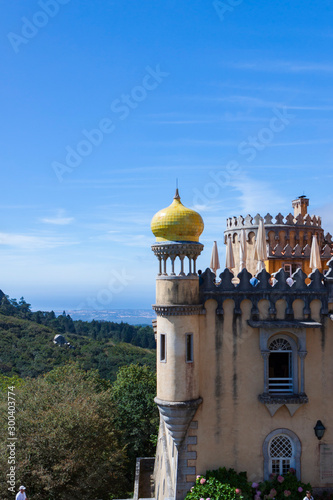 Sintra,Portugal,9,2011;Pena Palace is the most famous monument in Sintra. It is a spectacular palace on top of a hill.