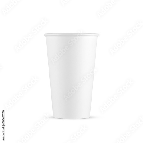 White paper coffee cup large size isolated on white background. Front view. Packaging template mockup collection.