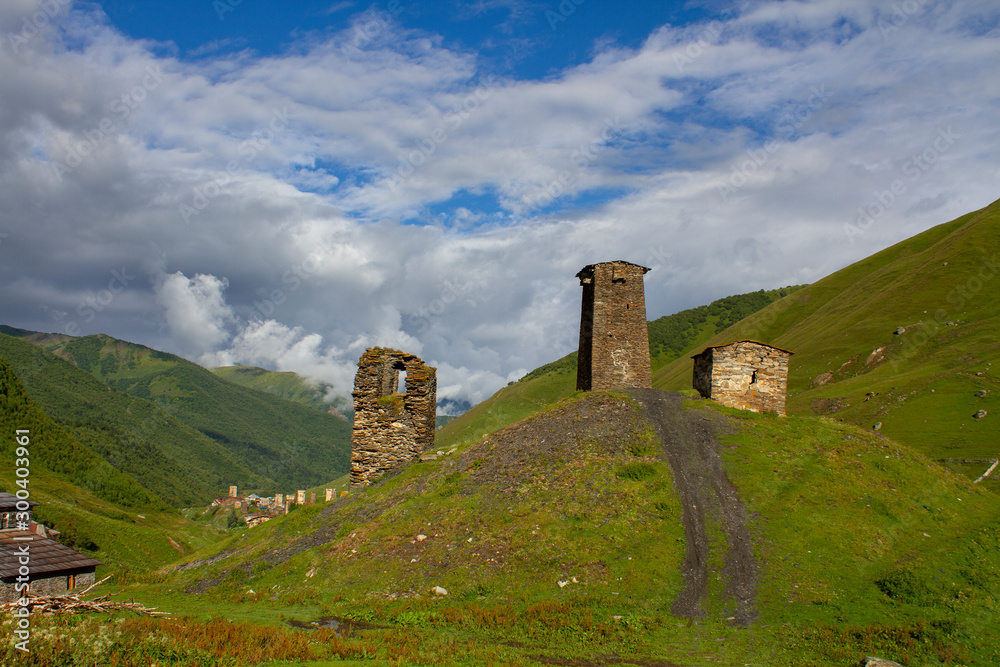 Svan towers in Ushguli village,  Georgia