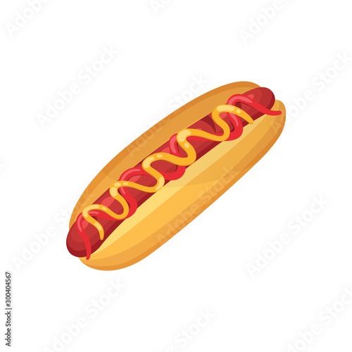 Hot dog vector illustration. Fast food isolated icon.