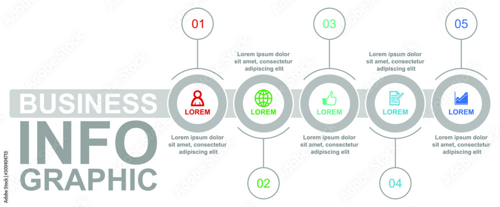 Infographic vector template for business presentation with 6 options