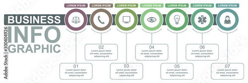Infographic vector template for business presentation with 7 options