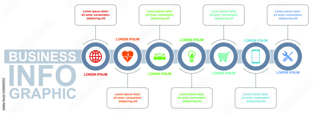 Infographic vector template for business presentation with 7 options Infographic vector template for business presentation with 7 options