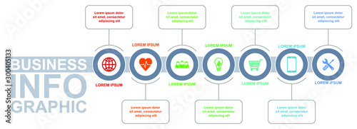 Infographic vector template for business presentation with 7 options